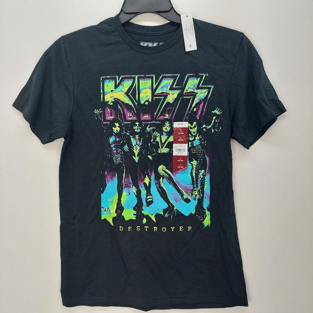NWT KISS Rock Band Destroyer Men's S Small Short Sleeve T-Shirt‎ Black